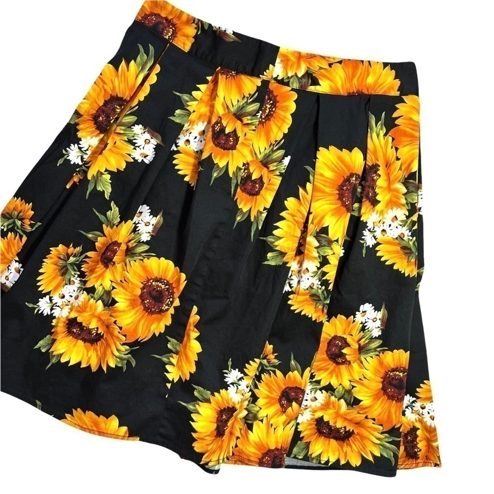 Vintage Handmade Artisan Sunflower Floral Knee Length Lightweight Skirt Large - Picture 9 of 16
